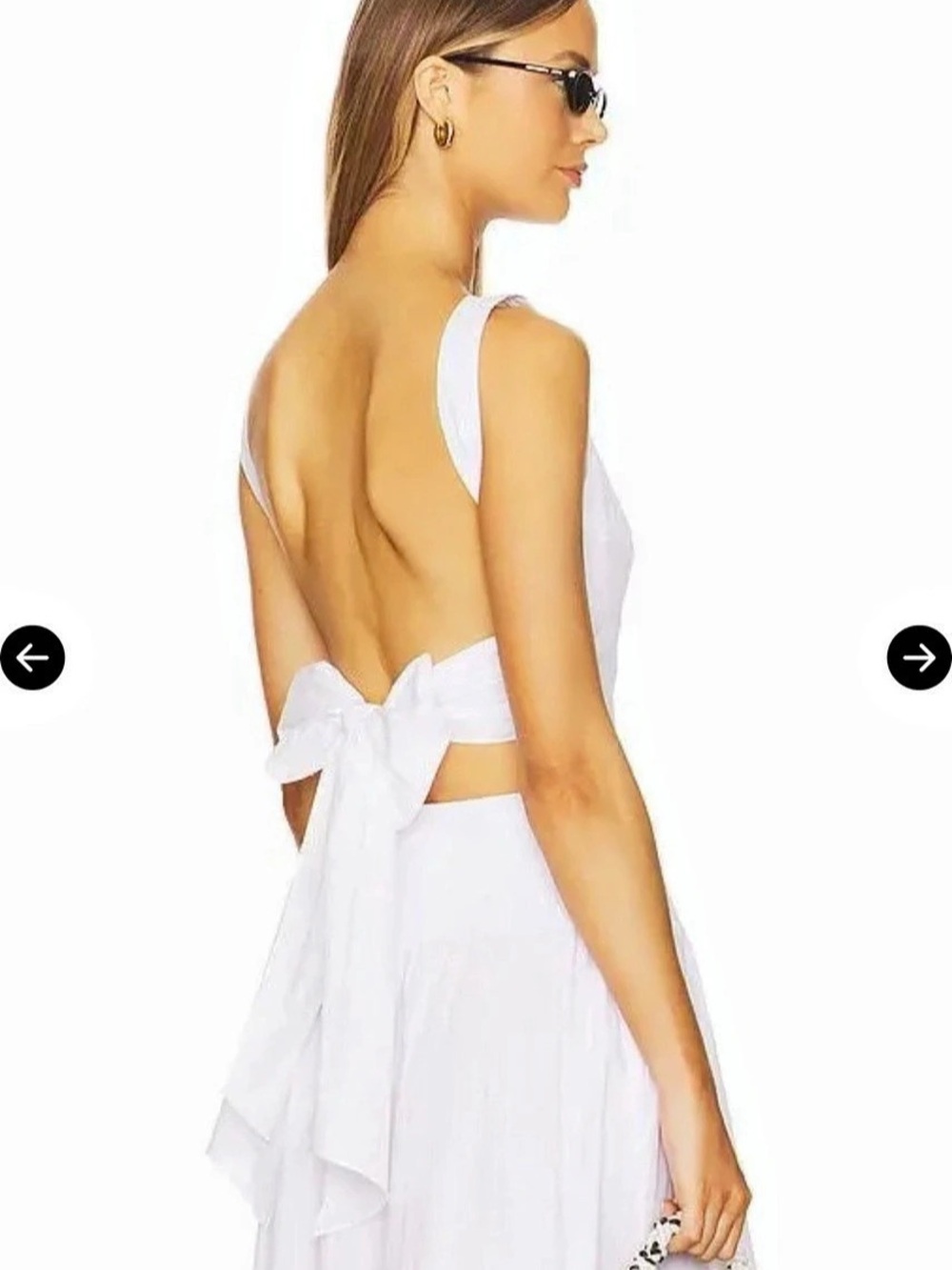Faithfull the Brand White Open-Back Crop Top Size Medium Like New